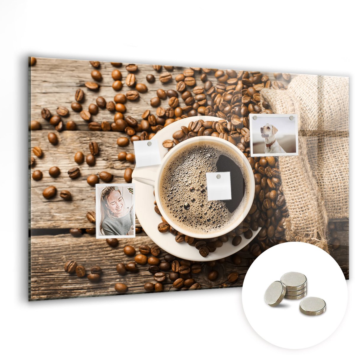 Coloray Glazen Magneetbord - Magnetisch Bord Houten kubussen - 90x60 cm - Bruin Magneetbord - Magnetic Board - Wanddecoratie