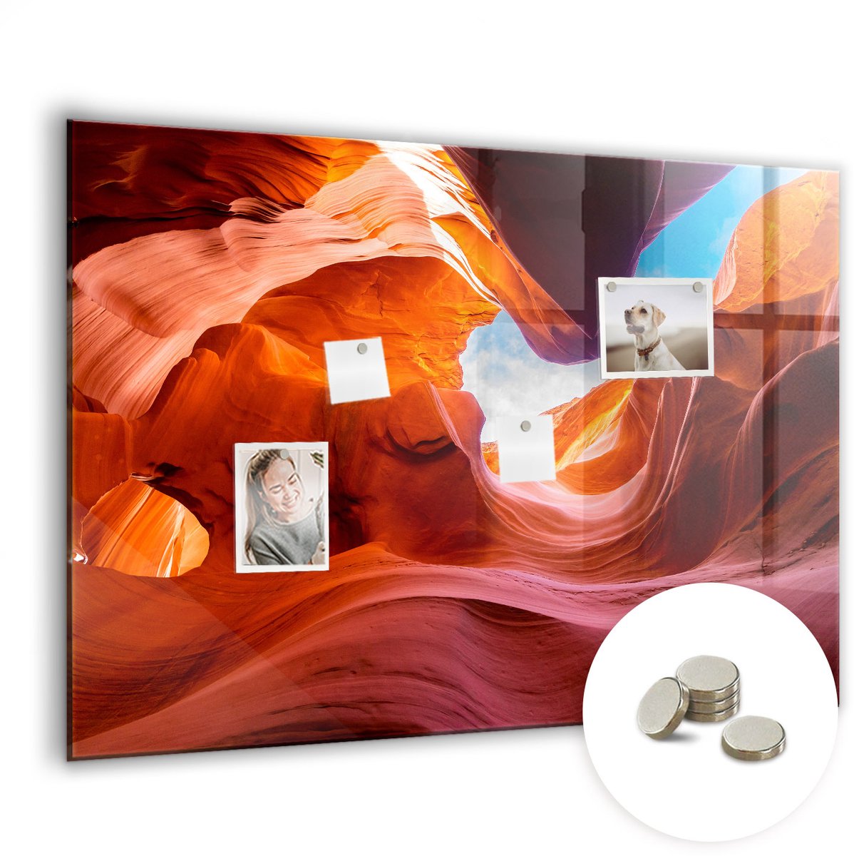 Coloray Glazen Magneetbord - Magnetisch Bord Bos vanuit vogelperspectief - 100x70 cm - Oranje Magneetbord - Magnetic Board - Woonkamer Decoratie