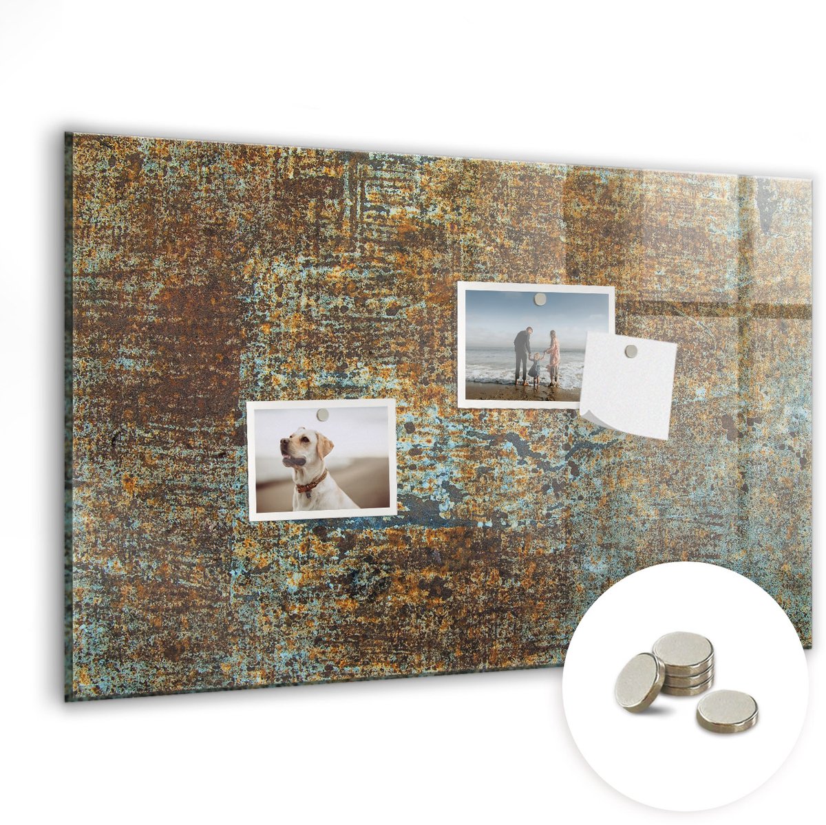 Coloray Glazen Magneetbord - Magnetisch Bord Roest op metaal - 60x40 cm - Bruin Magneetbord - Magnetic Board - Glazen Magneetbord