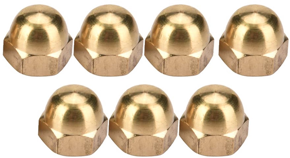 SnelShoppen - Brass Acorn Moeren Set Dome Hoofd Cap Hex Moeren Set M8 (10 Stuks) - Messing, Duurzaam, Sterk, Voor Meubels, Auto's, Machines