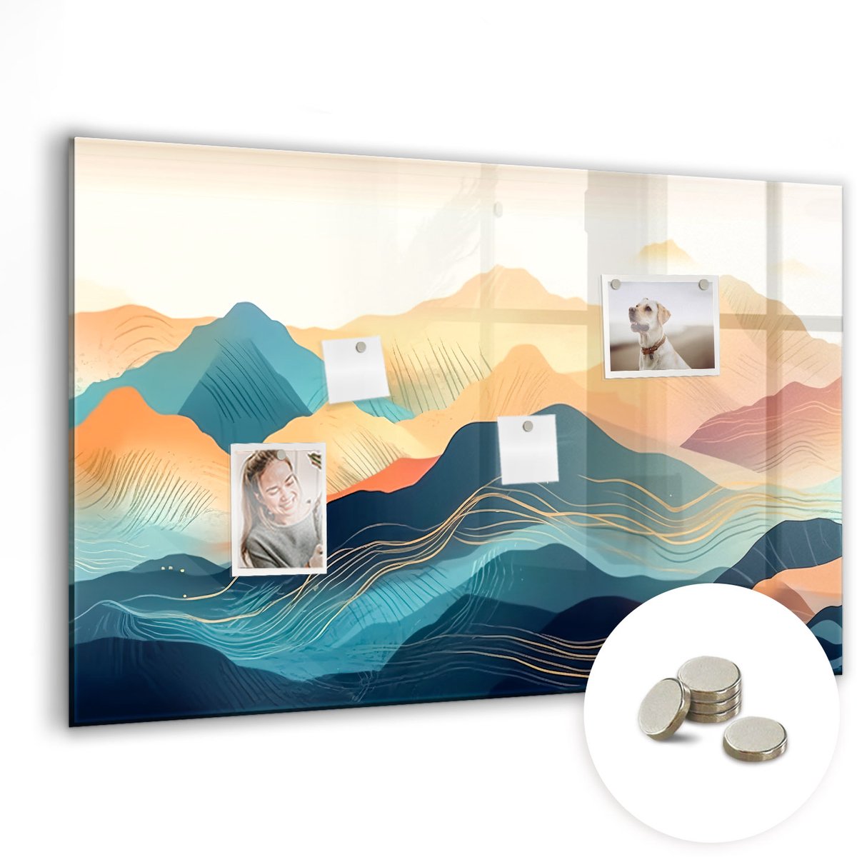 Coloray Glazen Magneetbord - Magnetisch Bord Abstracte boom - 90x60 cm - Veelkleurig Magneetbord - Magnetic Board - Woonkamer Decoratie