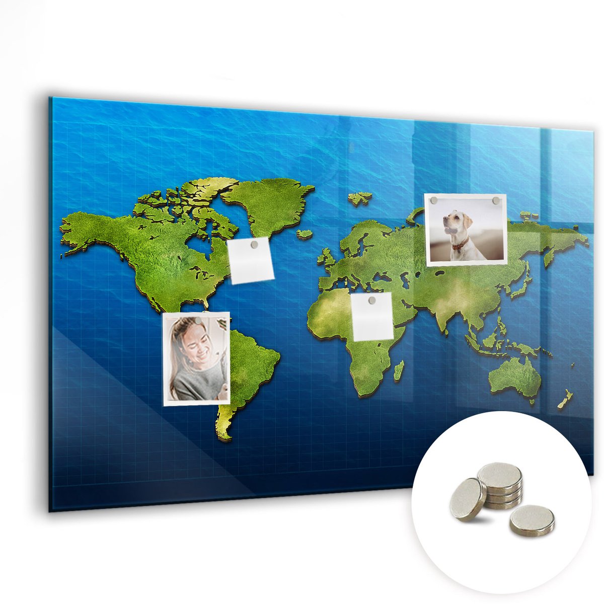 Coloray Glazen Magneetbord - Magnetisch Bord Wereldkaart - 90x60 cm - Groente Magneetbord - Magnetic Board - Magneetbord Design