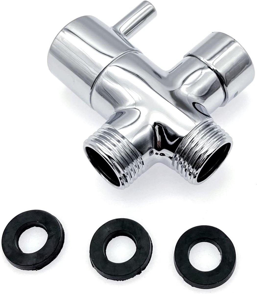 SnelShoppen - 3-Weg Douche Arm Inverter Ventiel 1/2 Inch, Messing Douchekop Splitter, G1/2 Metaal Douche Inverter Ventiel Vervanging met Rubber Washer