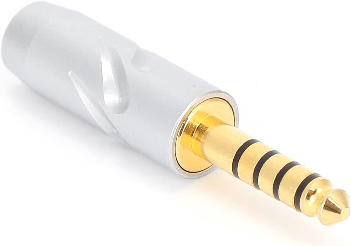 SnelShoppen - 4.4mm Gebalanceerde Plug, Metaal 5 Pool Gebalanceerde Output Plug Vervangingsplug voor Hoofdtelefoon, Zilver, Perfect voor MP3 Spelers,