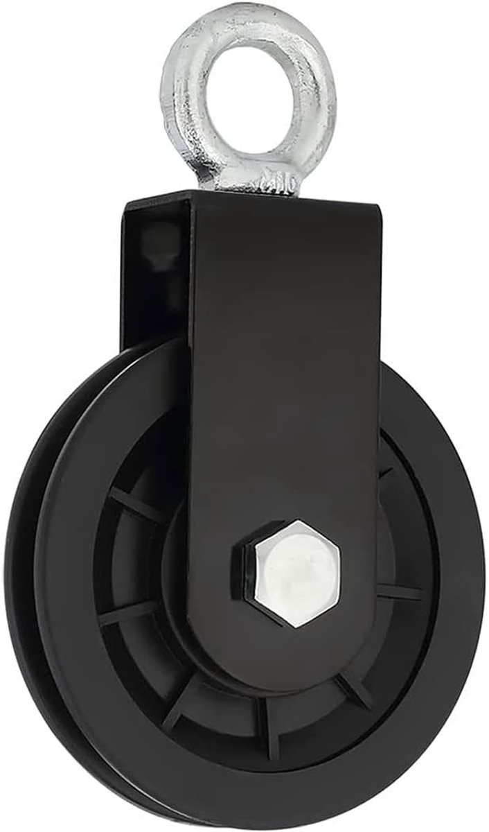 SnelShoppen - Pulley 3.5 Inch Stil Nylon Wiel met Metaal Beugel voor Fitness Apparatuur Trekhaak Gewichtheffen - 150 kg Max Laadvermogen