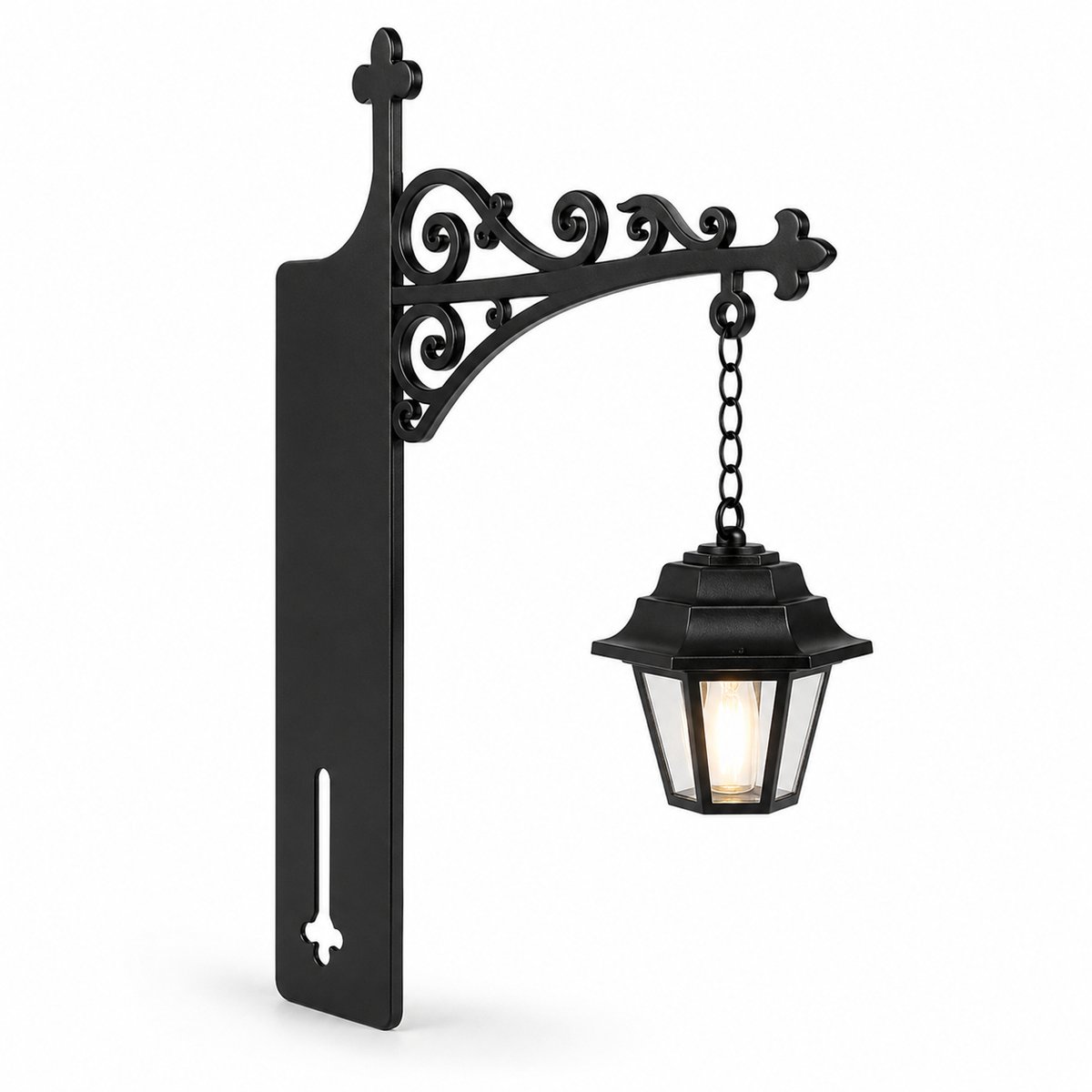 VHV Boekensteun met Lamp - Miniatuur Boekenplank Lantaarn - Retro Leesnachtlampje - Geschikt voor Boekenplank, Leeshoek en Bureau - Zwart