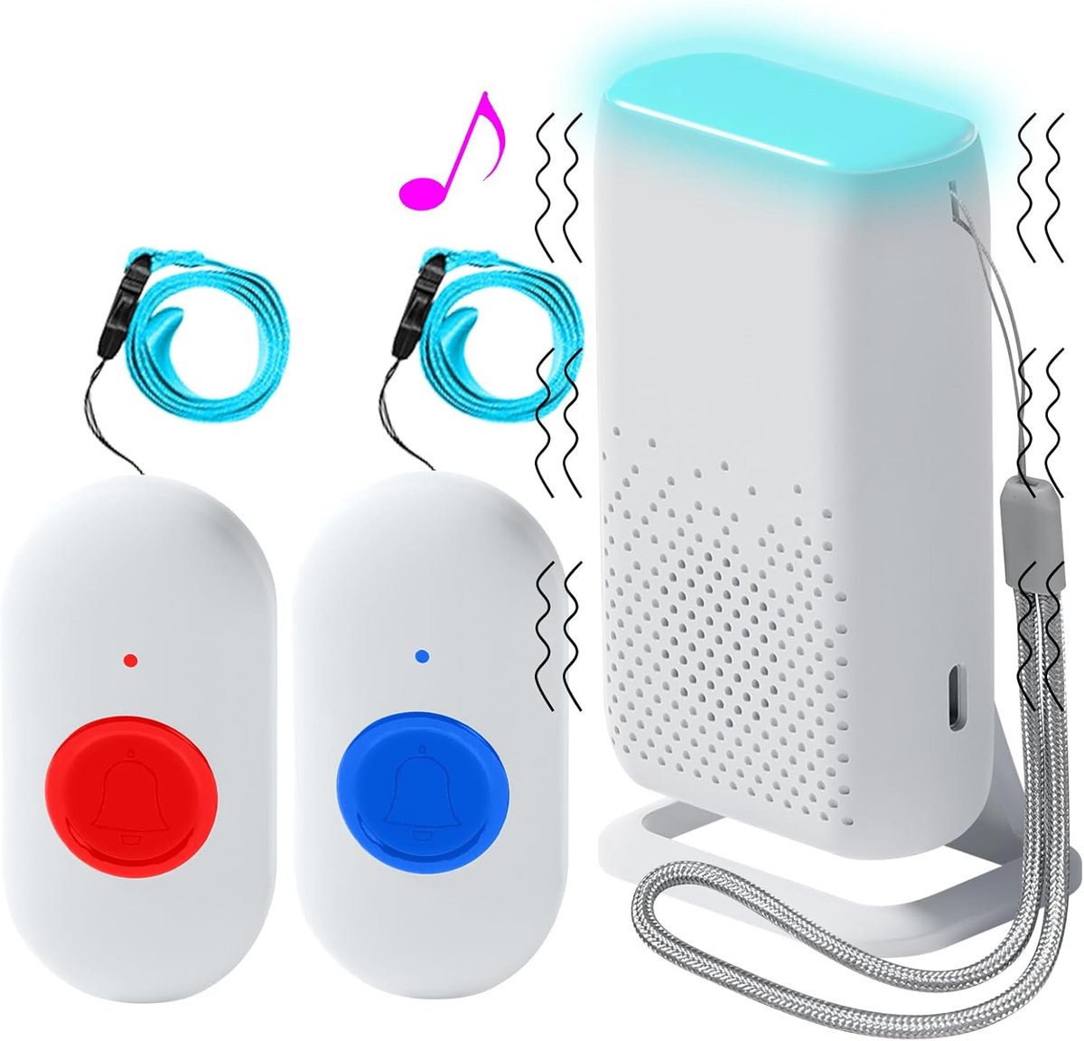 SnelShoppen - Draadloze Mobiele Alarm Noodoproepknop met Vibratie voor Senioren en Kinderen - Draadloos Paniekalarm voor Thuis, Lange Bereik 180 Meter