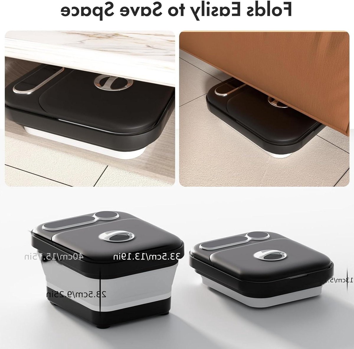 Opvouwbaar Voetenbad - Verwarmend Massagebad - Ontspannende Voetverzorging - Instelbare Temperatuur - Compact Opvouwbaar - Wit