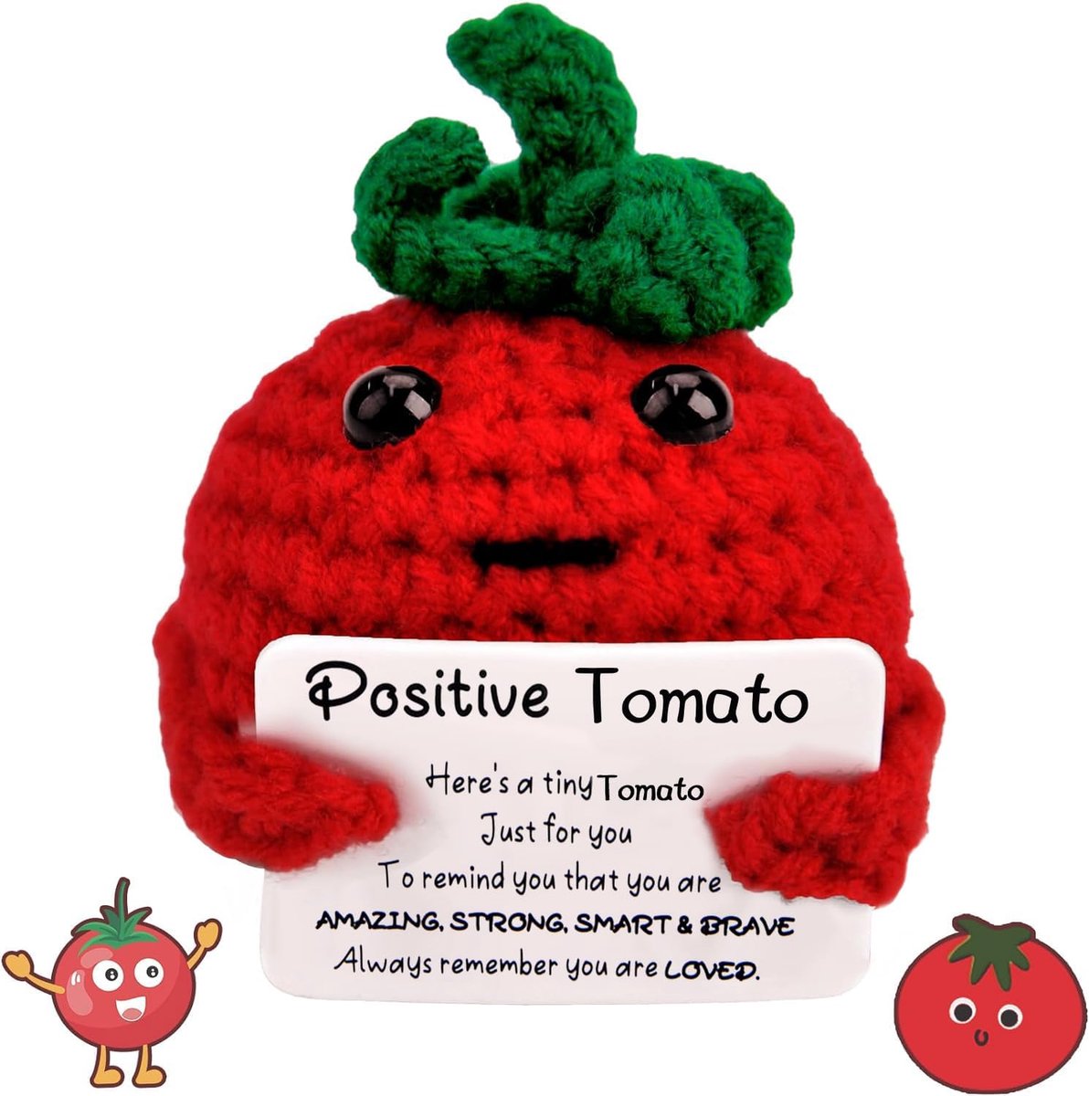 SnelShoppen - Knuffel Aardappel Pop met Positieve Energie Kaart, Gebreide Wol Geluk Aardappel, Inspirerende Cadeaus voor Vrienden, Motivatie Geschenk,