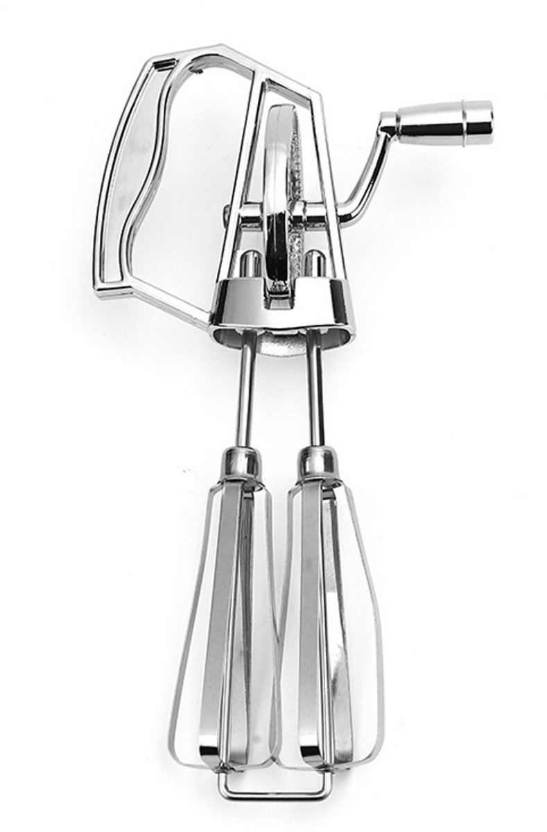 Handmatige Roestvrijstalen Eierklopper - Dubbele Draaiende Koppen - Efficiënt Kloppen en Mixen - Voor Bakken en Koken - 26x14cm