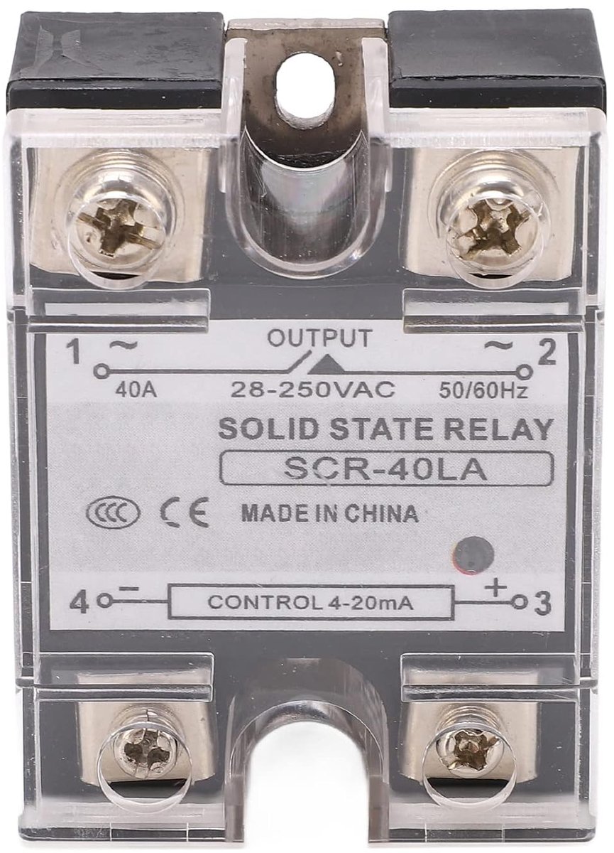 SnelShoppen - Semiconductor Relais 40A SSR Module met Koellichaam, Statusindicator, Ingang 4-20mA naar Uitgang AC 28-250V DC-AC Solid State Relais, Tr