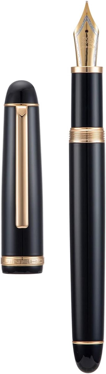 Vulpen Medium Nib - Zwart met Gouden Clip - Duurzaam Metaal - Voor soepel schrijven - ShopVlot