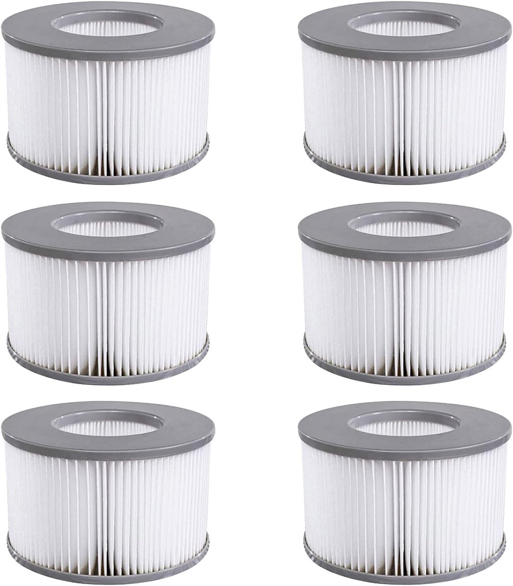 SnelShoppen - Vervangfilters voor MSPA - 6 stuks - Whirlpool Accessoires voor MSPA - Filtercartridge Waterfilter - Compatibel met MSPA FD2089 Opblaasb