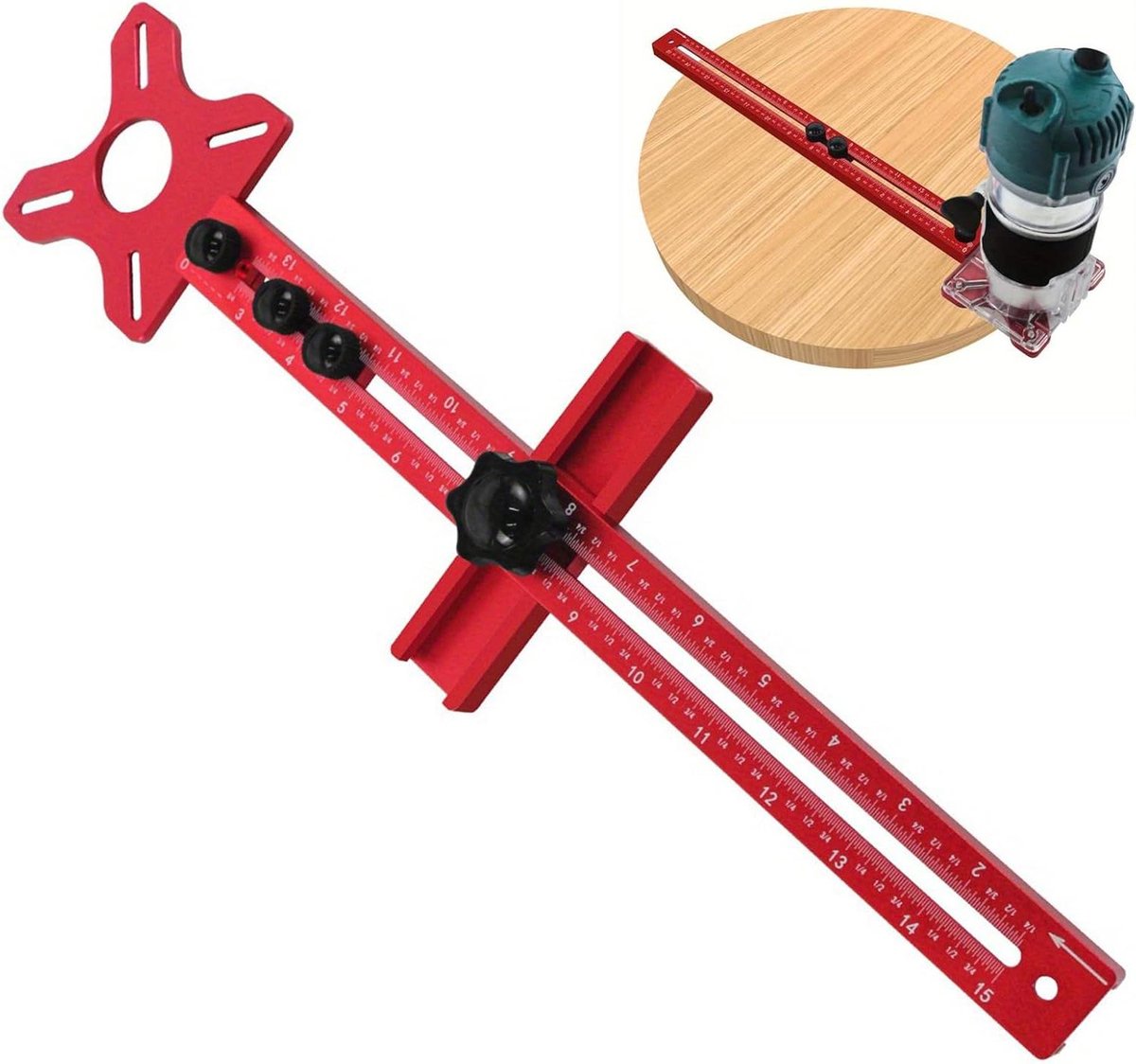 Freeshouder - Houtbewerkingsgereedschap Router accessoire - Precisie Houtbewerking - Dubbel Maatsysteem - 36 cm - Aluminium