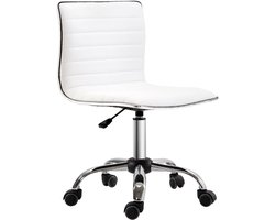 In hoogte verstelbare kappersstoel met rugleuning - draaistoel - metaal - kunstleer - 48 x 52 x 78-90 cm - wit