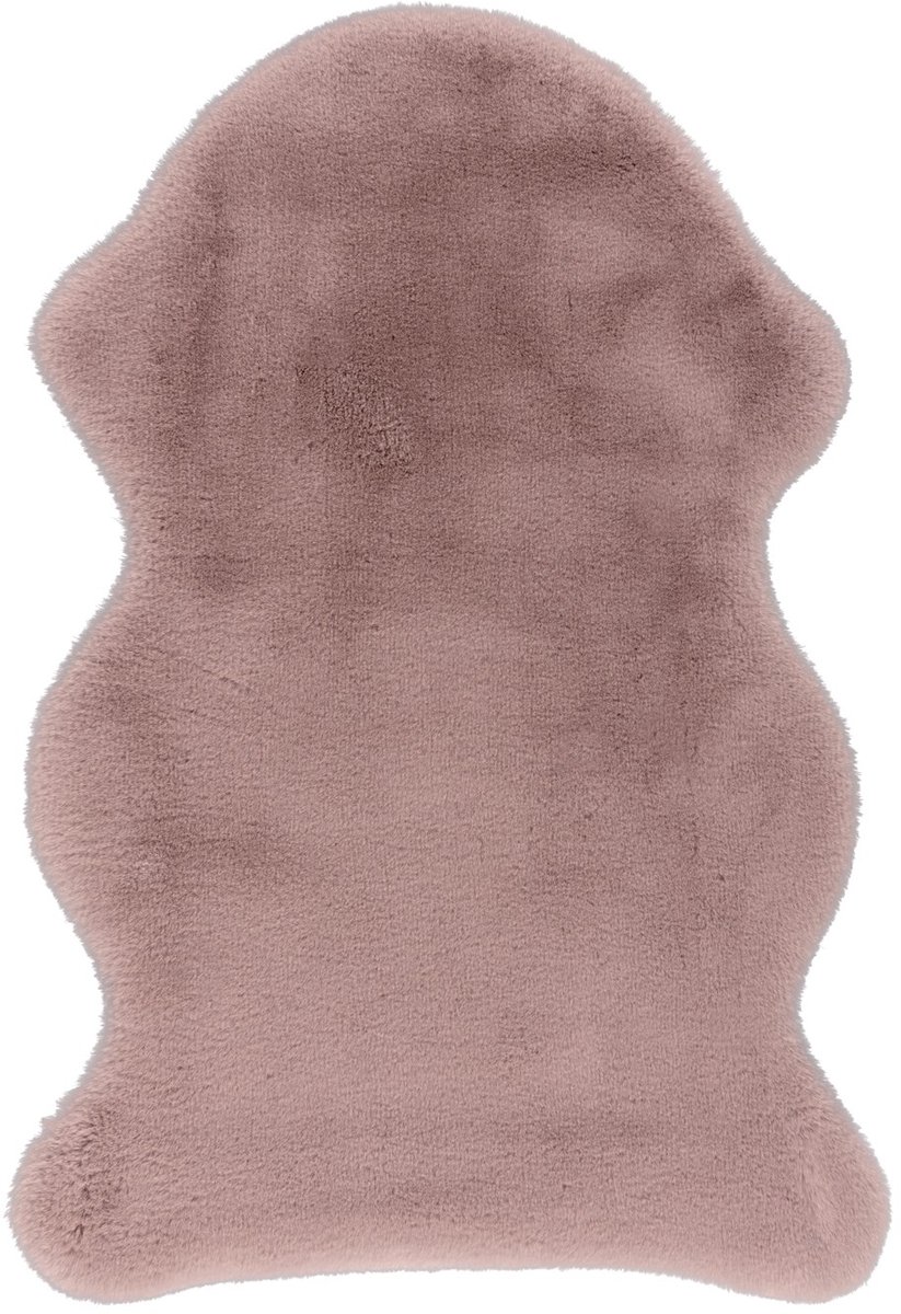 Padiro hoogpolig vloerkleed 60 x 90 cm - poederroze - modern effen design - geschikt voor vloerverwarming - van polyester
