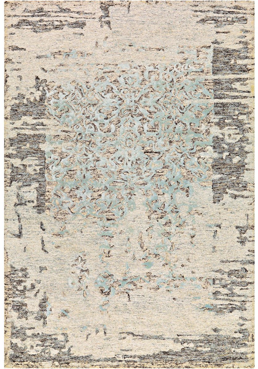Padiro laagpolig vloerkleed 120 x 180 cm - grijs / mint - modern abstract design - geschikt voor vloerverwarming - van viscose en wol en polyester