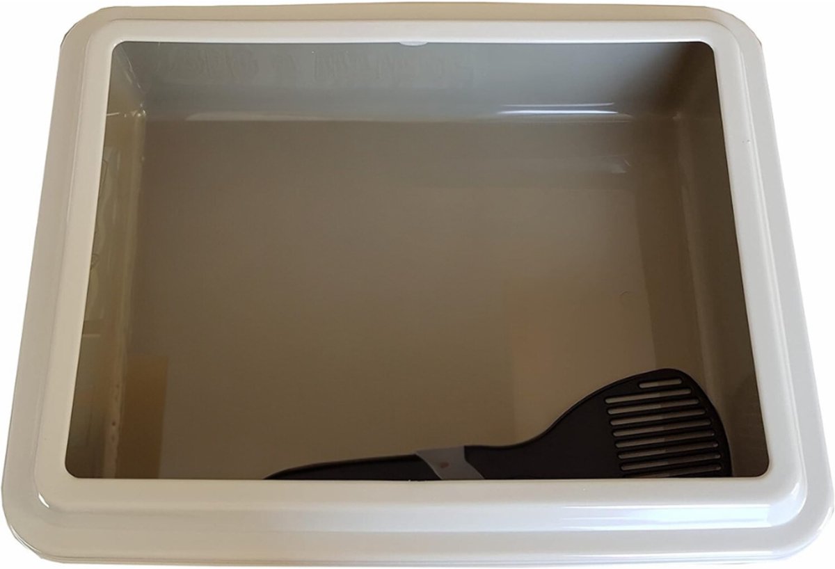 QUOVO® Open Kattenbak - Kattenbak met Rand - Kattentoilet Met Schepje - Kitten toilet - Katten toilet - Kittentoilet – Dierentoilet - Bruin - 44cm x 34cm x 11cm