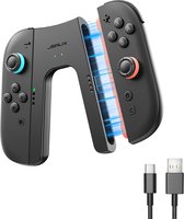 JSAUX JoyVerse Oplaadgreep voor Nintendo Switch 2 Joy-Con - Spelen Tijdens Opladen - LED Indicator - USB-C - Zwart - GP0502