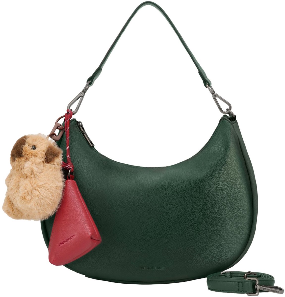 FREDsBRUDER Leren schoudertas My Bestie Collection My Bestie Long Hobo Deep Green donkergroen