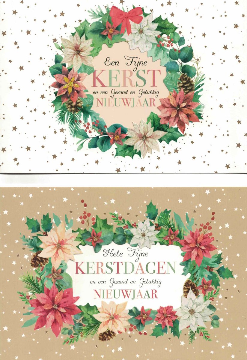 Wenskaarten - kerstkaart - set van 8 - 8 luxe kerstkaarten - 2 x 4 luxe kerstkaarten met envelop