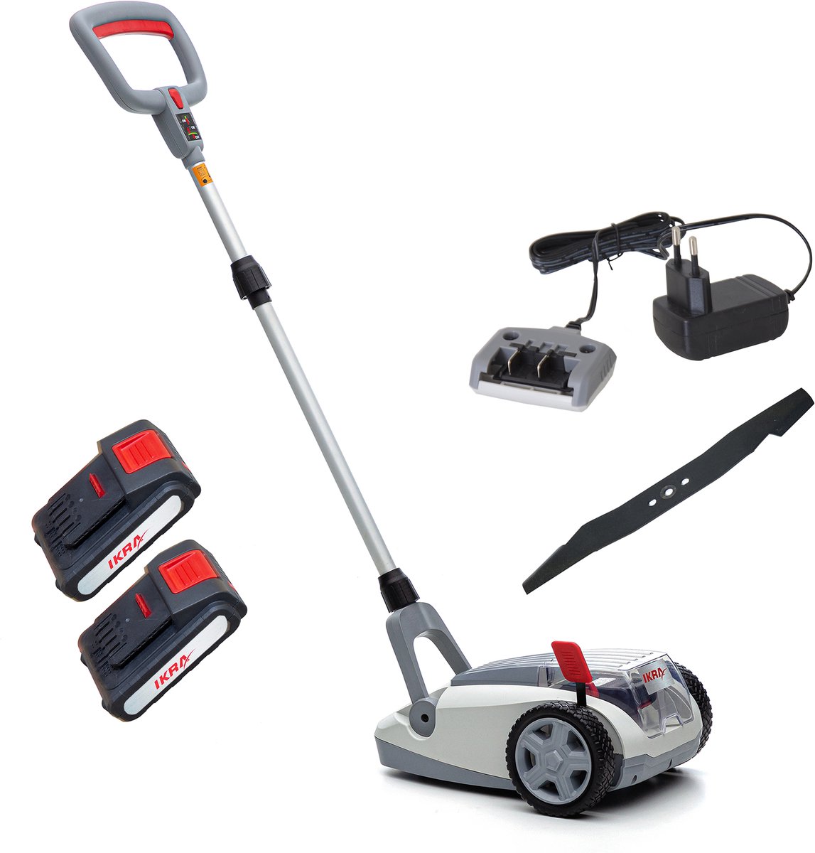 IKRA accu-eenhandmaaier ICHM 20 met mulchfunctie, incl. 2 accu’s, oplader & reservemessen