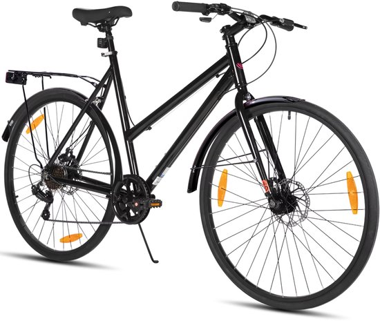 Stadsfiets 71 cm - Voor dames en heren voor woon-werkverkeer en dagelijks gebruik - Met 7 versnellingen, spatborden en bagagedrager - Wit aluminium frame — afbeelding 3