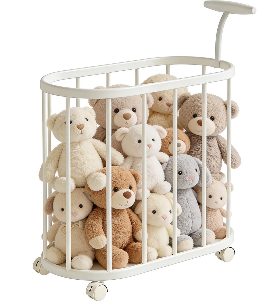 Solidchoice - Knuffeldier opslag met wieltjes voor kinderkamer