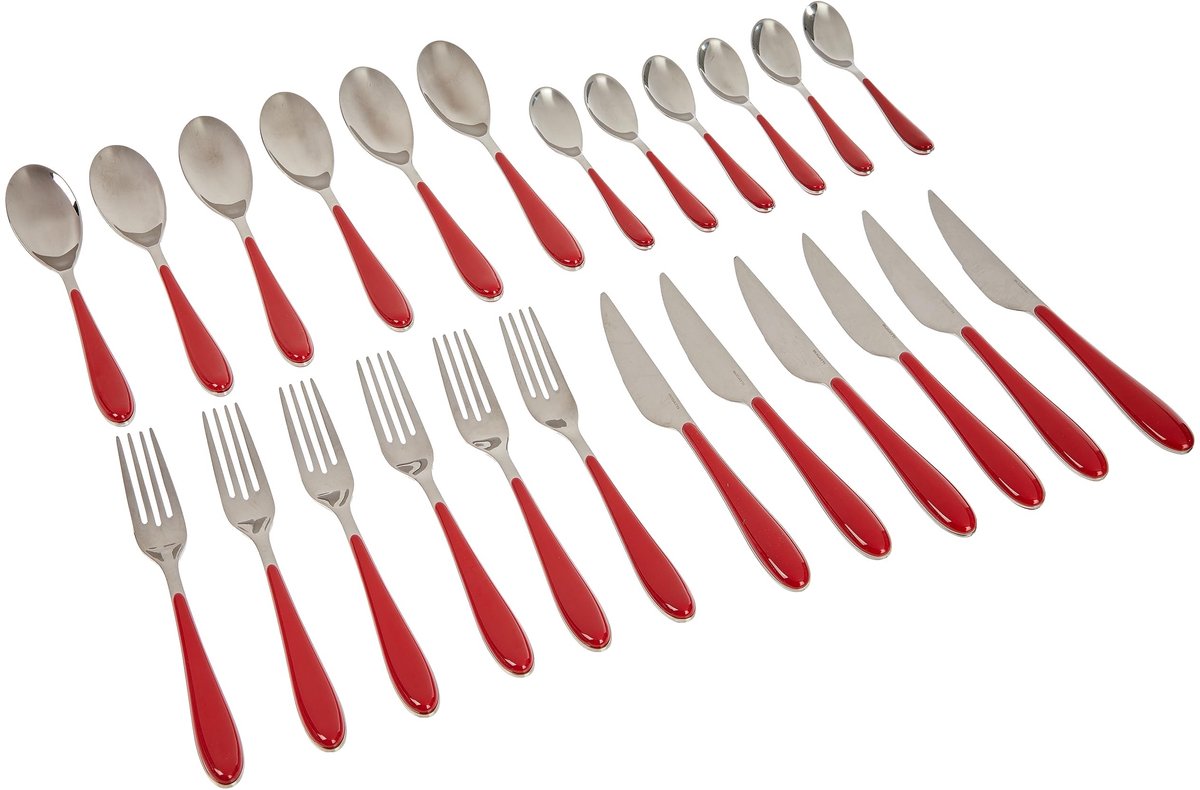 Solidchoice - 24-delige Bestekset met Rode Handgreep