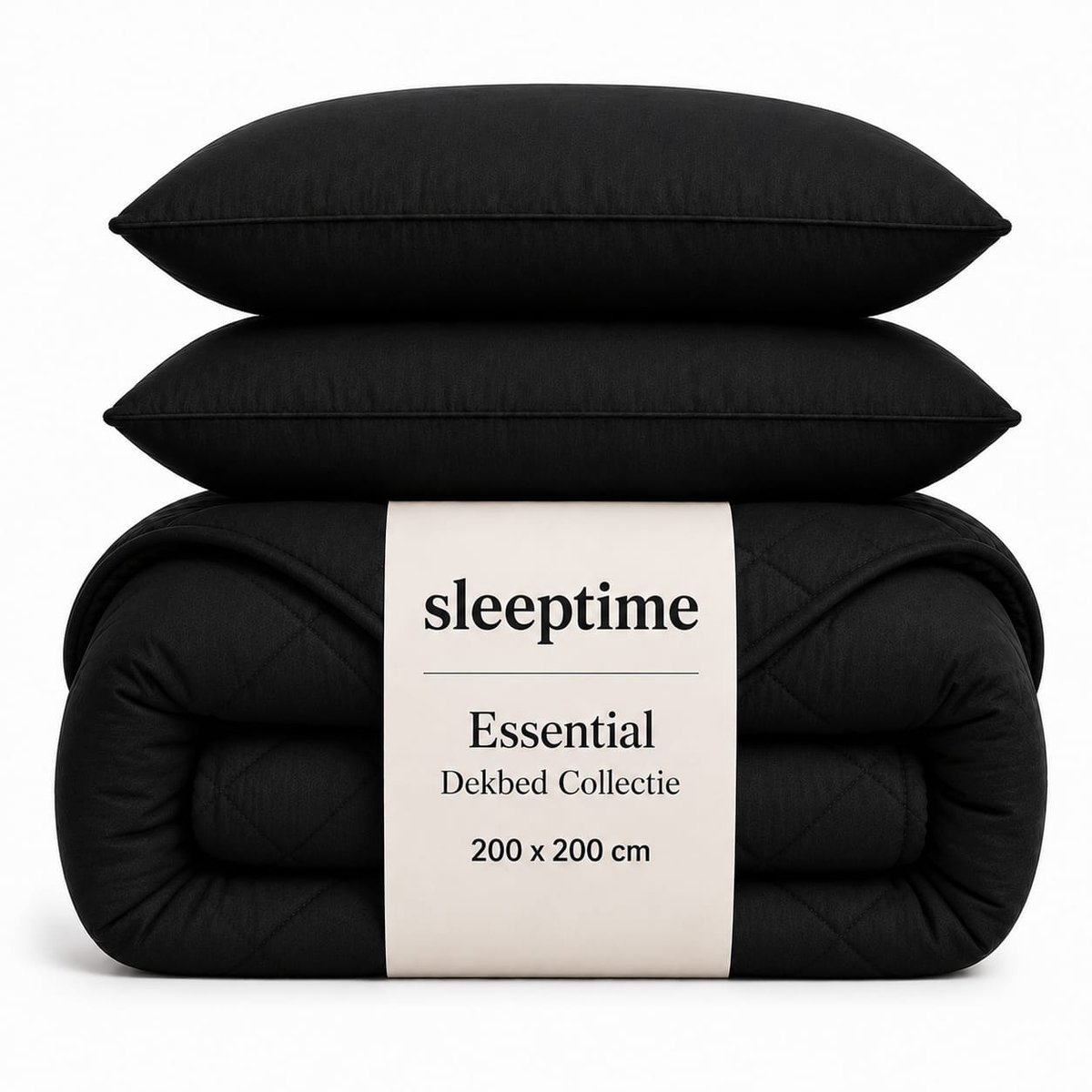 Sleeptime 2 in 1 Dekbed - Dekbed zonder Overtrek Inclusief Kussenslopen - 200x200 - Zwart