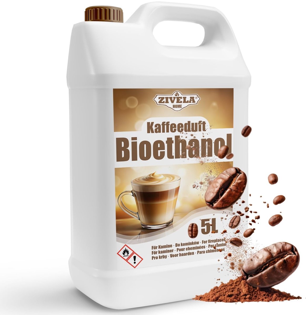 Solidchoice - Bio-ethanol 96,6% 5 Liter voor Open Haard met Koffiegeur