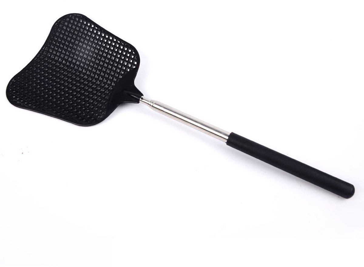 2 Uitschuifbare vliegenmeppers – Duurzaam, slagvast kunststof – Breukbestendig – Geschikt voor binnen, terras, tuin en buiten – Uitschuifbaar tot 55,5 cm.