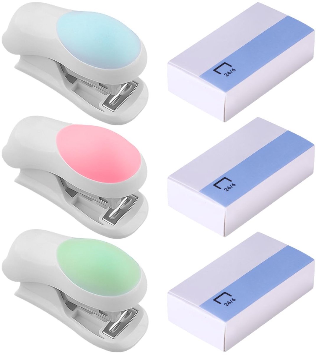 Solidchoice - 3 Stuks Mini-Nietjes - Draagbare en Kleurrijke Nietmachines voor Studenten