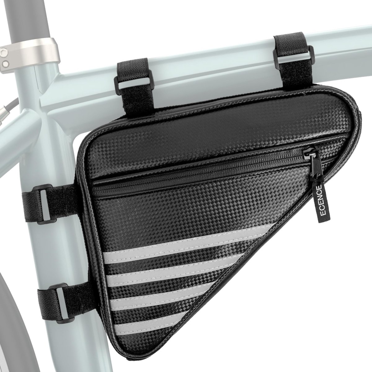 Driehoekige Fietstas - Waterafstotende Frame Tas voor Fiets - Ruime Opbergtas met Klittenbandsluiting - Gereedschapstas voor Fietsslot, Reparatieset & Accessoires - Geschikt voor MTB, Racefiets, Stadsfiets & Elektrische Fiets - Zwart