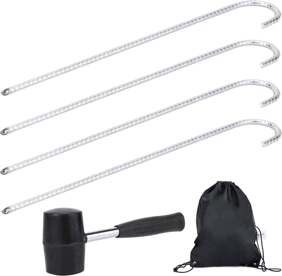 Set van 4 Grondankers - Zilver - 42 cm - Robuust Staal - Voor Tenten en Paviljoens