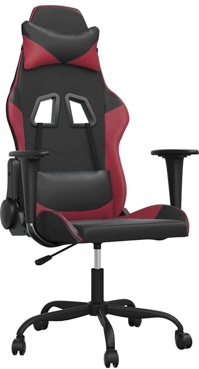 vidaXL Gamestoel - kunstleer - zwart - en - wijnrood Zwart en wijnrood