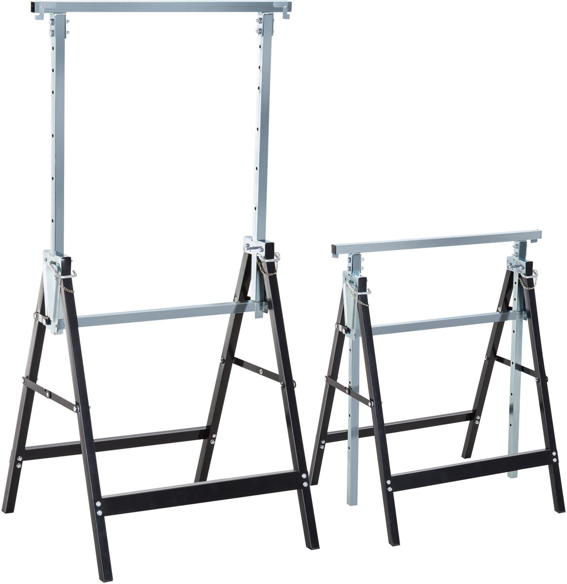 2 x steigerschraag klapbok in hoogte verstelbaar tot 200 kg staal zwart 68 x 58 x 80-130 cm - zaagbok - steunbok - klapbok - steunbok