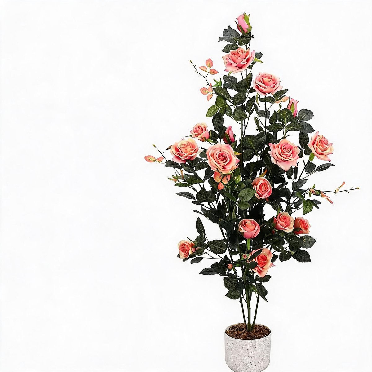 Triumpunpre - volumineuze kunststruik - enkel stuk 120cm roze zes takken met golvende bloemblaadjes voor binnen en buiten