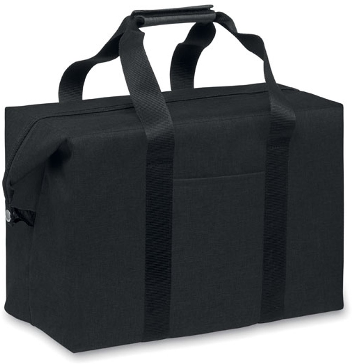 Koeltas van RPET 300D kationisch polyester. Isolatiemateriaal: 3 mm schuim gelamineerd met aluminiumfolie. Inhoud 37L. kleur zwart