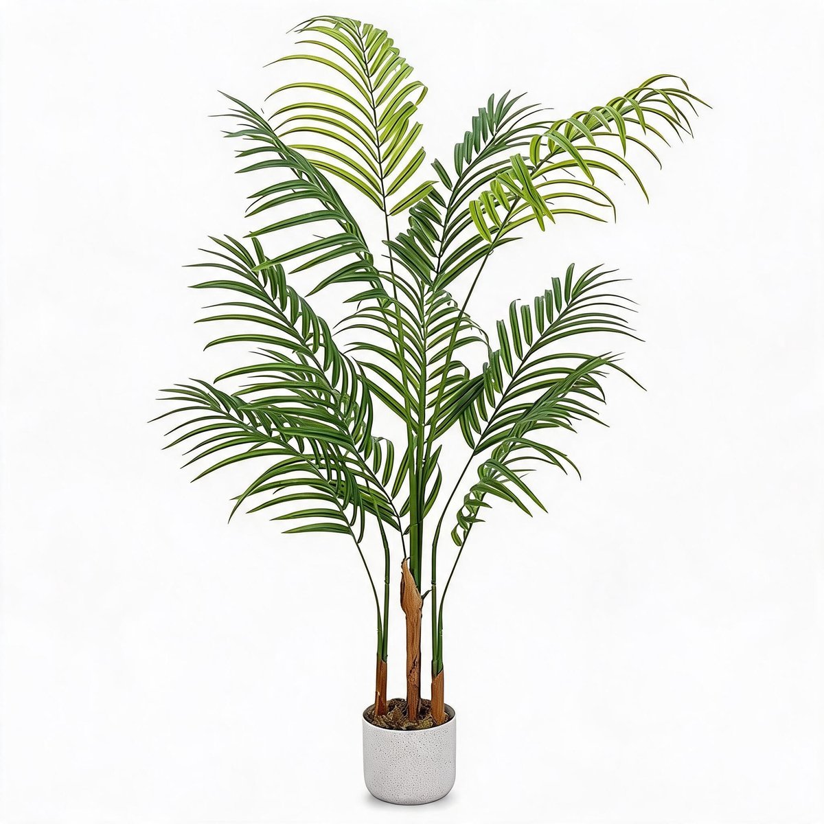Danky - Kunst Areca Palm - 120cm, premium PEVA, volledig vormbaar gebladerte inclusief luxe witte pot