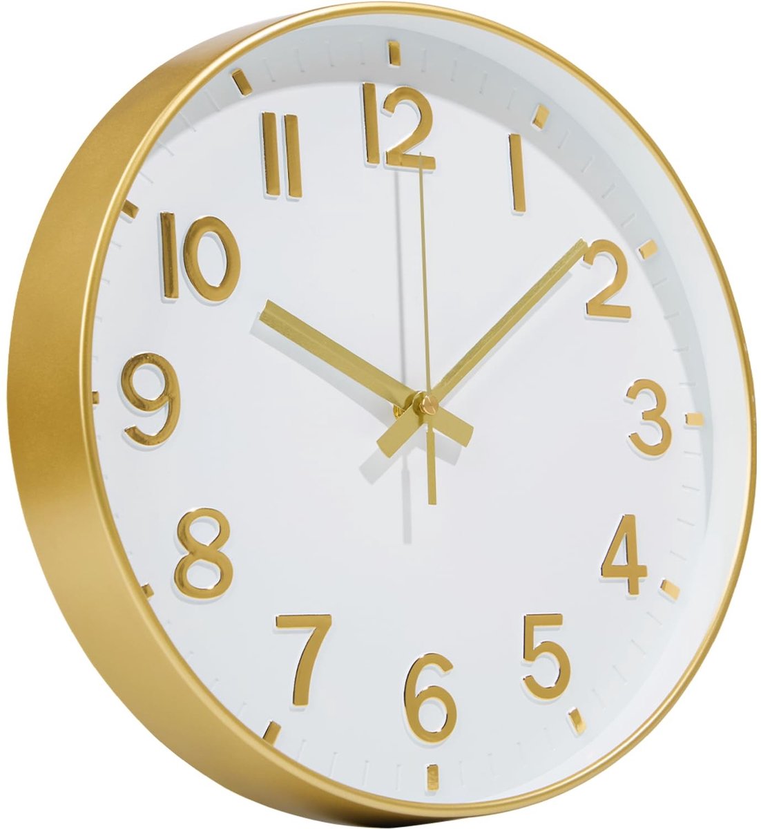 Solidchoice - Gouden Batterij Aangedreven Wandklok - 30cm Stille Analoge Klok voor Diverse Ruimtes