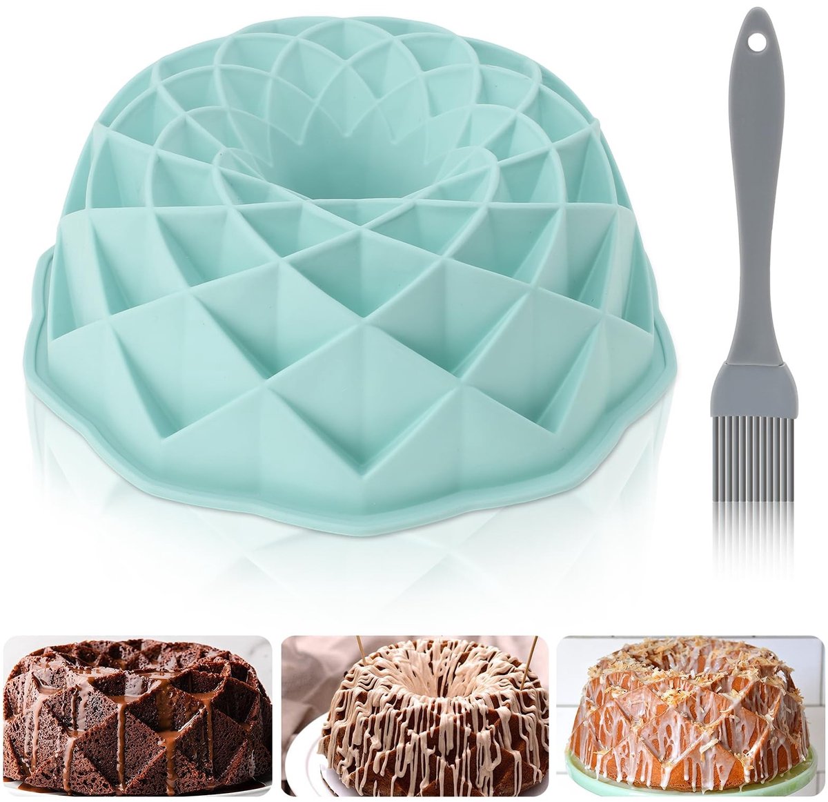 Solidchoice - Silliconen Gugelhupf Bakvorm met Kwast, 23 cm