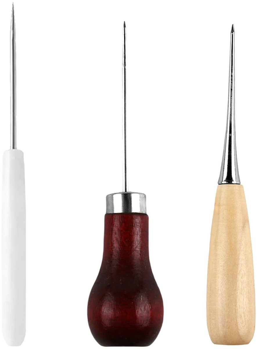 Solidchoice - Set van 3 Alena's met Houten Handvat voor Leerbewerking