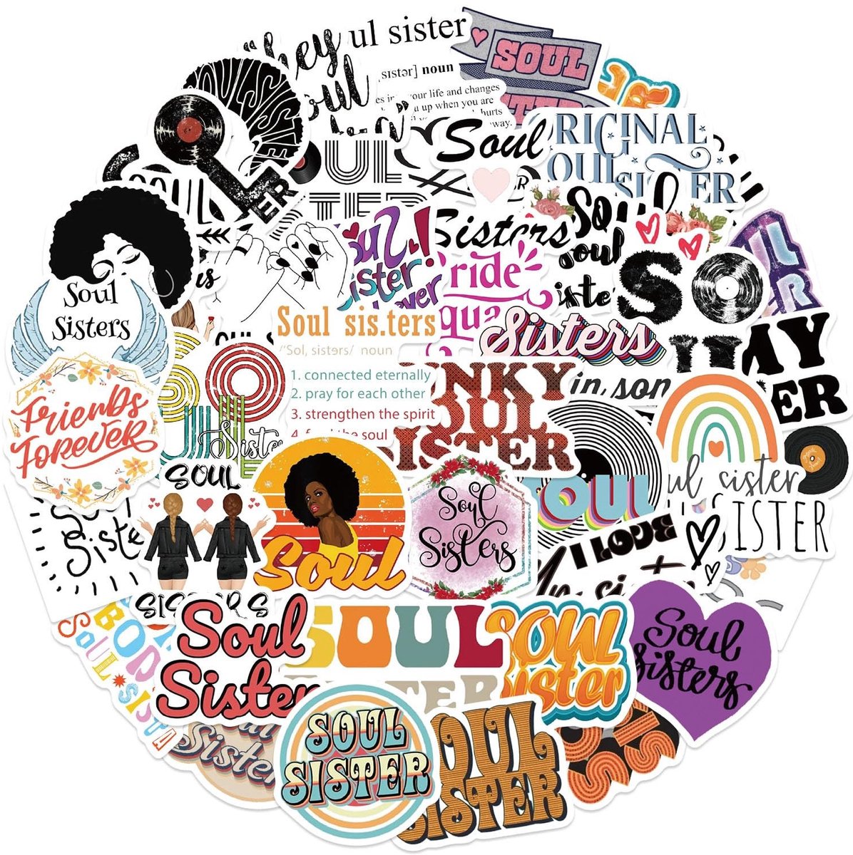 Solidchoice - 50 stuks Soul Sister Vision boardstickers - Positieve inspirerende woordstickers
