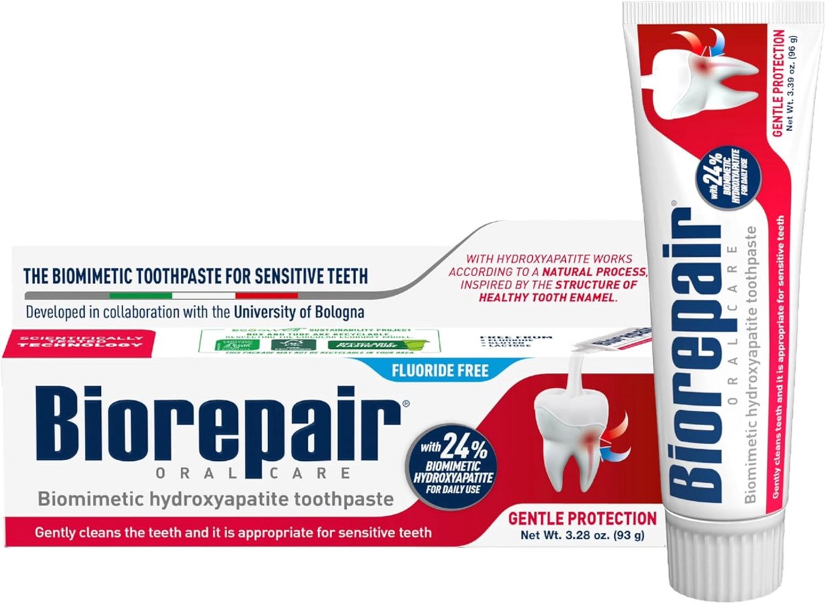BIOREPAIR Gentle Protection Tandpasta – 24% Hydroxyapatiet – Voor Gevoelige Tanden – Fluoridevrij – Tegen Tandplak – Frisse Adem – 93 g