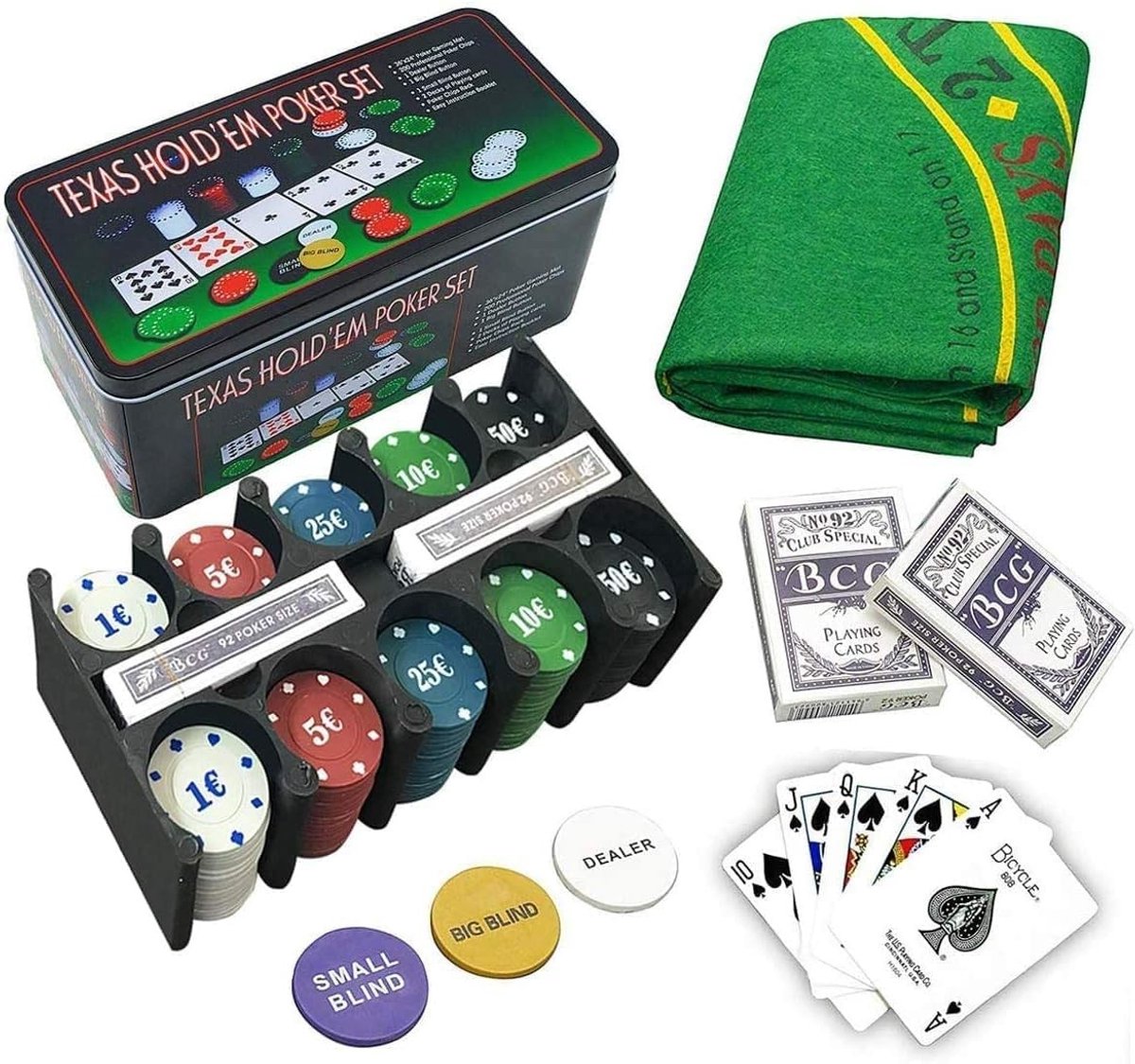 Solidchoice - Poker Texas Game Set met 200 Chips