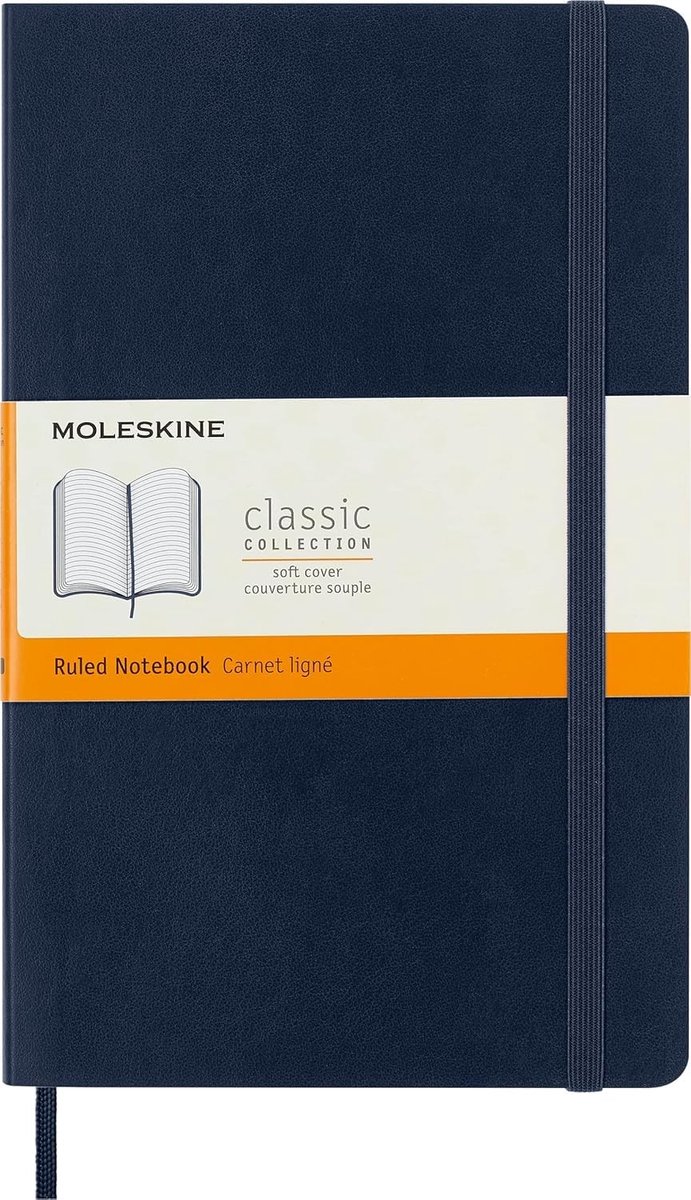Solidchoice - Classic Ruled Paper Notebook - Soft Cover en Elastische Sluiting - Kleur Sapphire Blue - Formaat A5