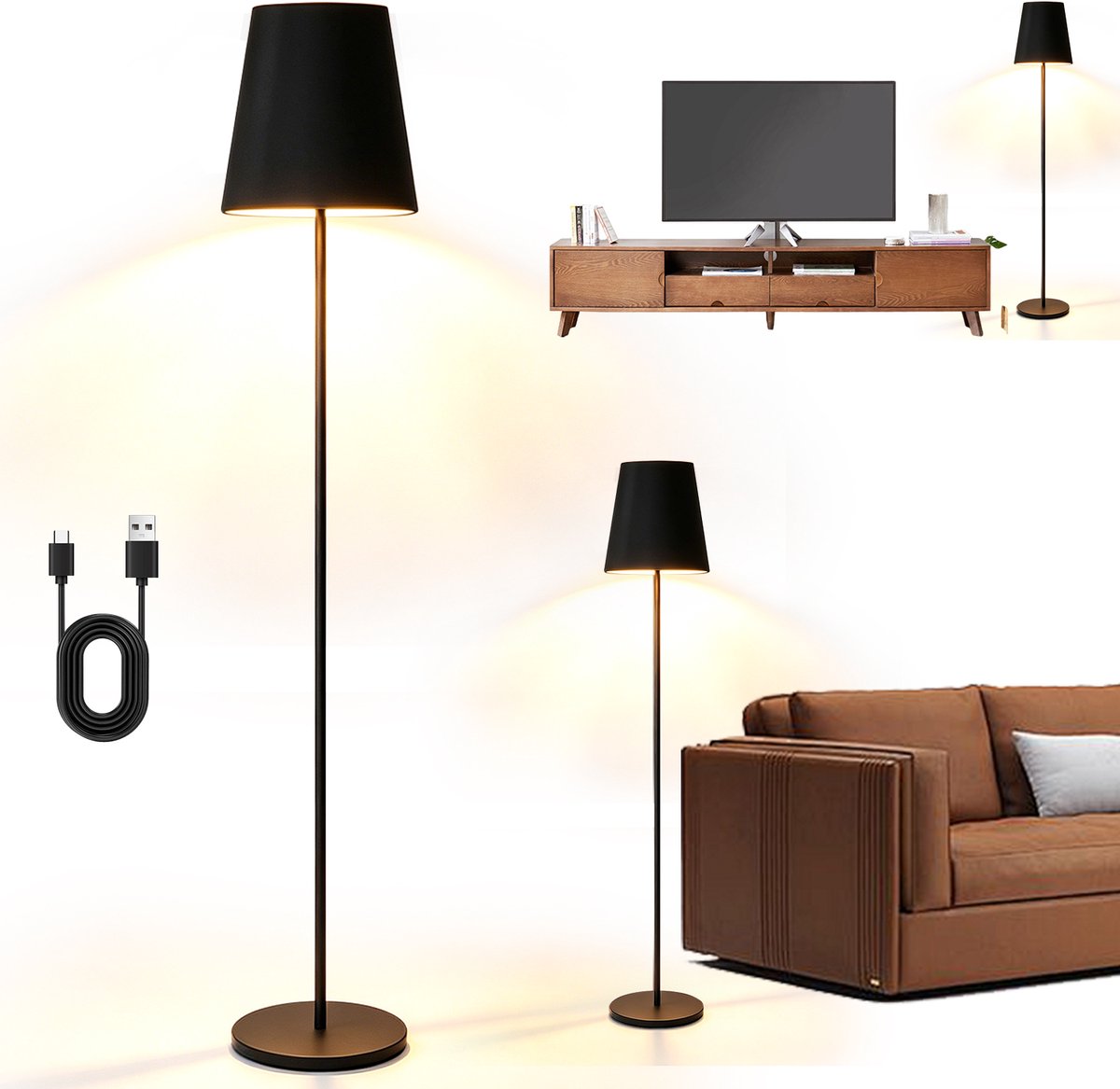 Draadloze Tafellamp - Oplaadbare LED-bureaulamp - Touchbediening - 3 Kleurtemperaturen 3000K/4000K/6000K - Traploos Dimbaar - 4000mAh Accu en Metalen Behuizing - Voor Slaapkamer, Woonkamer, Studeerkamer en Kantoor