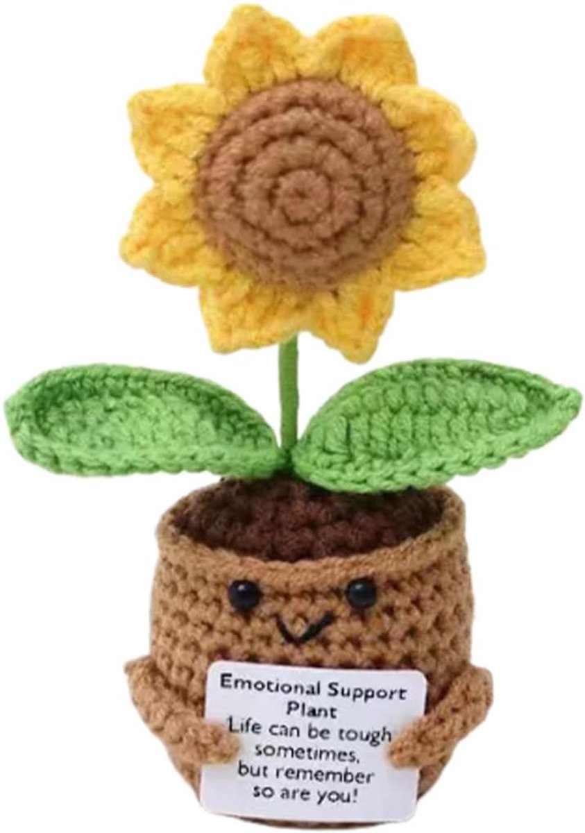 Gehaakte zonnebloem, handgemaakt, zonnebloem en grappige cadeaus voor dames, positieve gehaakte bloemen, cadeau, voor - ShopVlot