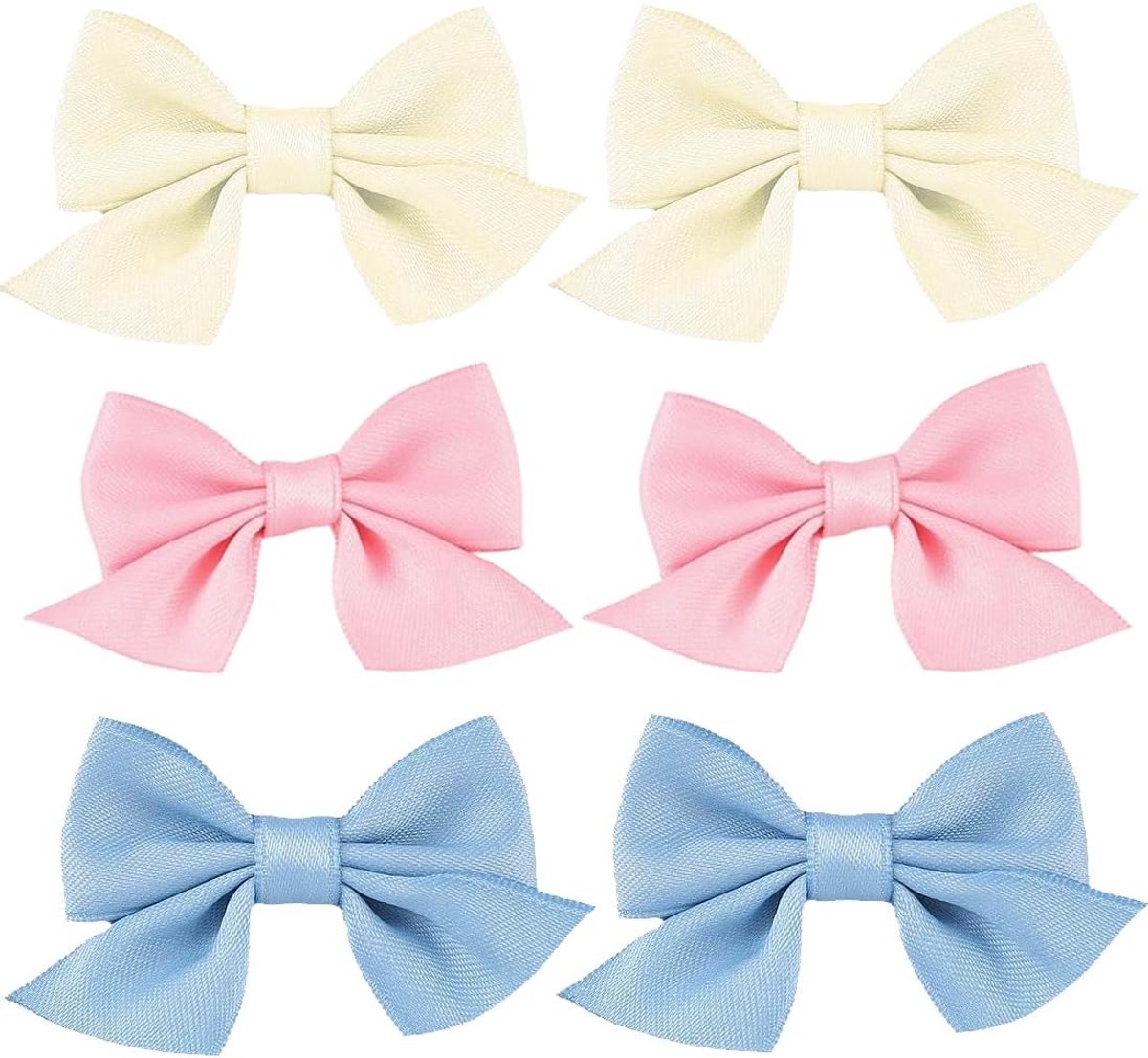Fashion Accessories, 6 Pieces Hair Bows for Women, Fabric Hair Accessories with 3 Soft Colours (Pink, Light Blue - ShopVlot